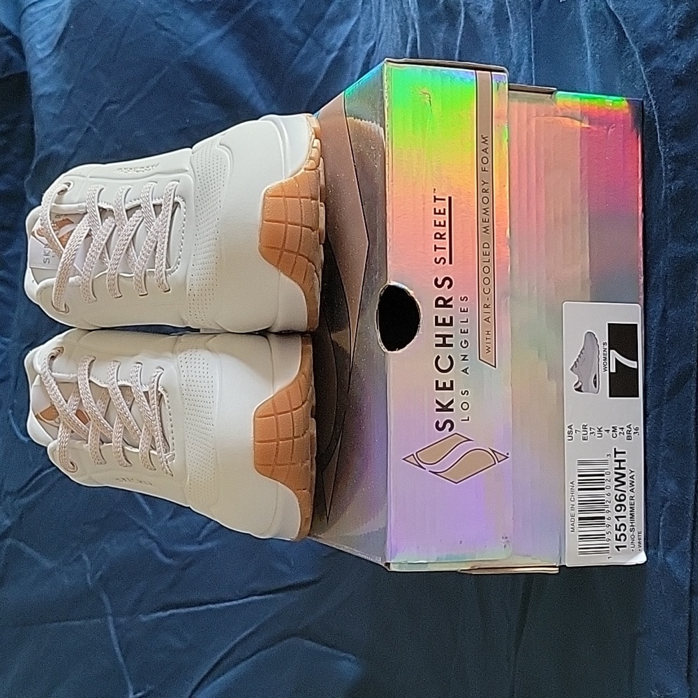 Skechers white tennis shoes